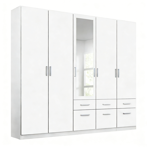 4-türiger Kleiderschrank mit Spiegeltür - Klassisch Elegant