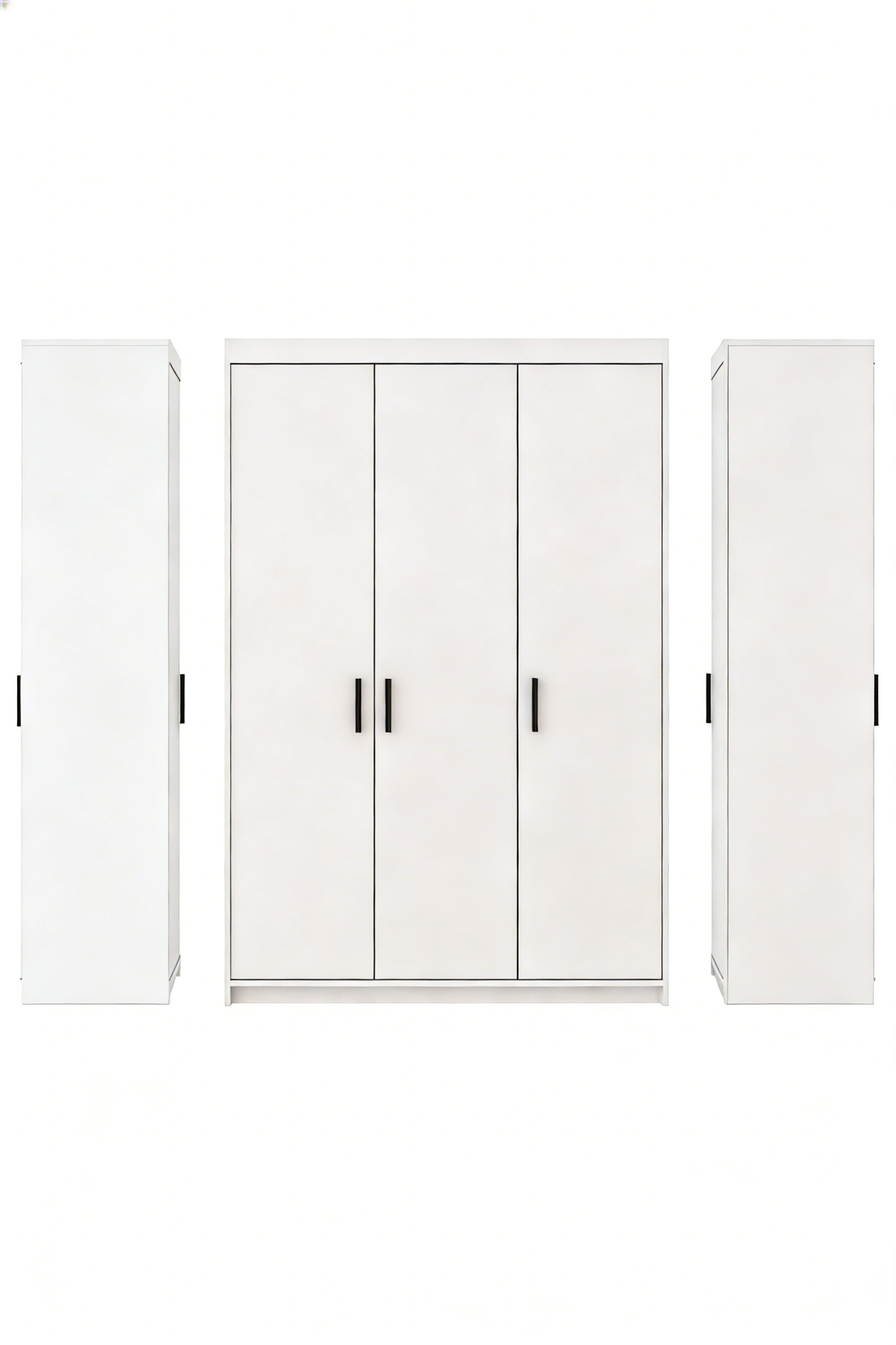 Dreitüriger Kleiderschrank mit 4 Schubladen - Stauraumwunder