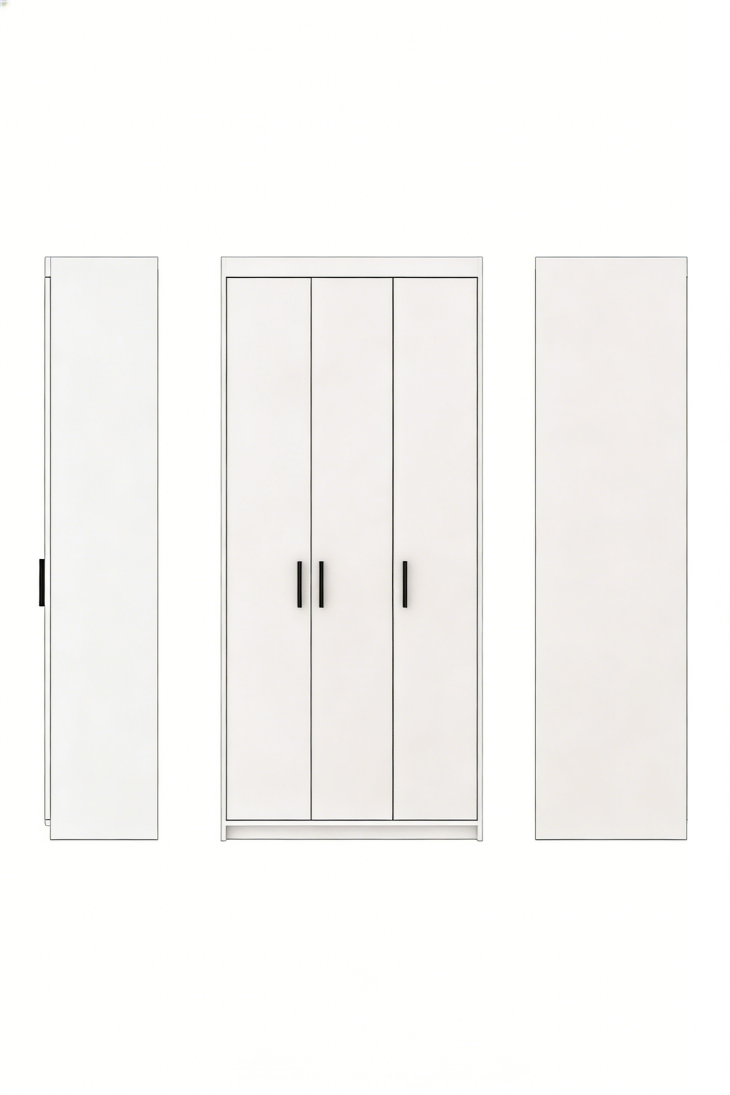 Dreitüriger Kleiderschrank mit 4 Schubladen - Stauraumwunder