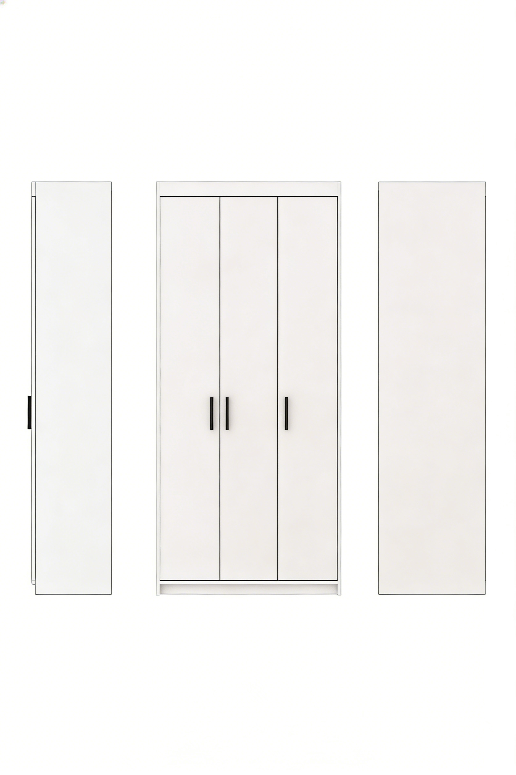 Dreitüriger Kleiderschrank mit 4 Schubladen - Stauraumwunder