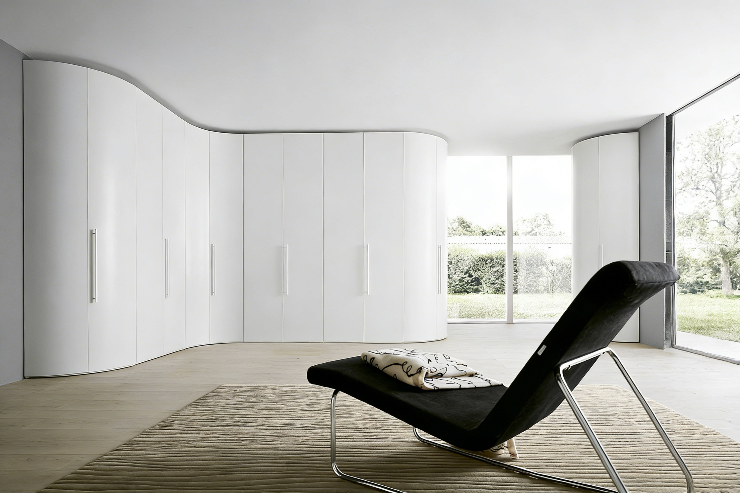 Runder Design Eckkleiderschrank Weiß Matt - Ecklösung Deluxe