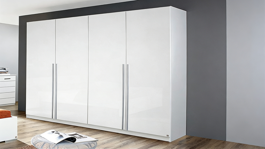 Hochglanz Kleiderschrank 4-türig mit LED-Beleuchtung
