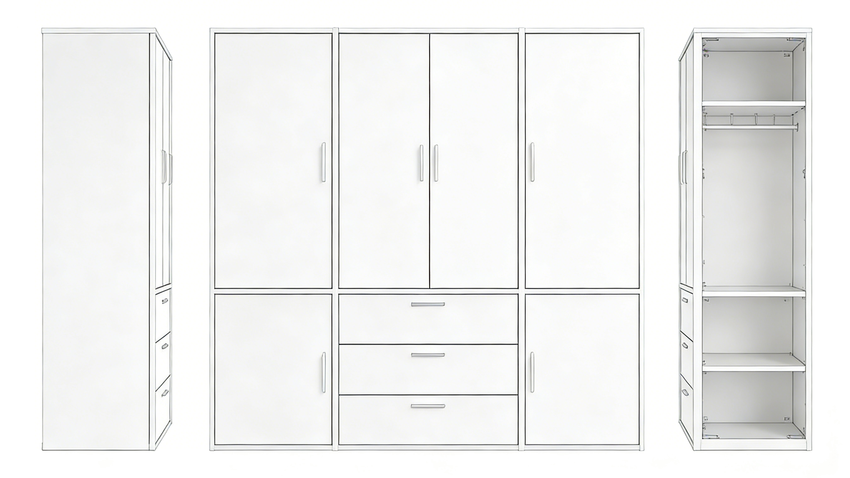 Kleiderschrank mit Aufsatzkommode 6-türig - XXL Stauraum