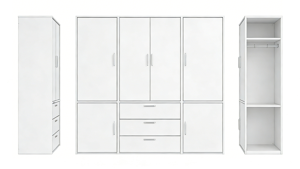 Kleiderschrank mit Aufsatzkommode 6-türig - XXL Stauraum