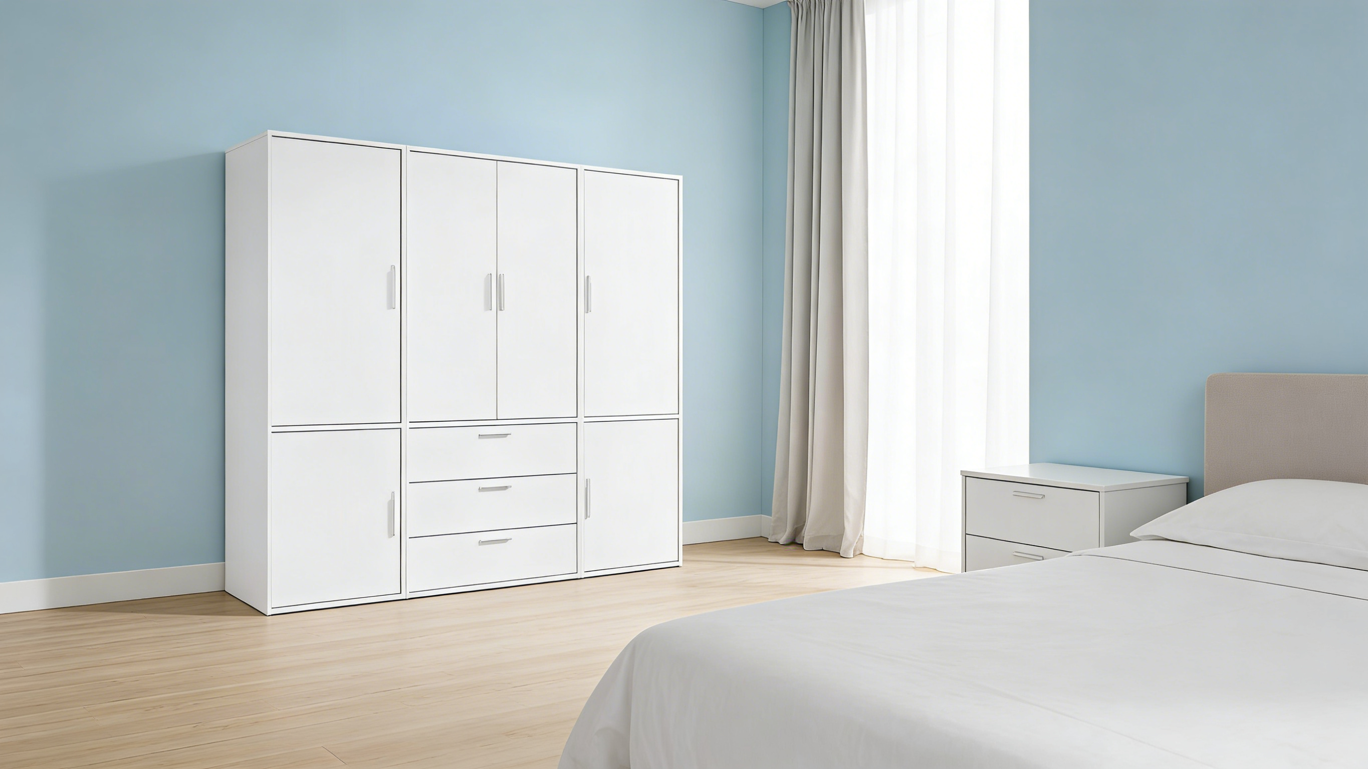 Kleiderschrank mit Aufsatzkommode 6-türig - XXL Stauraum