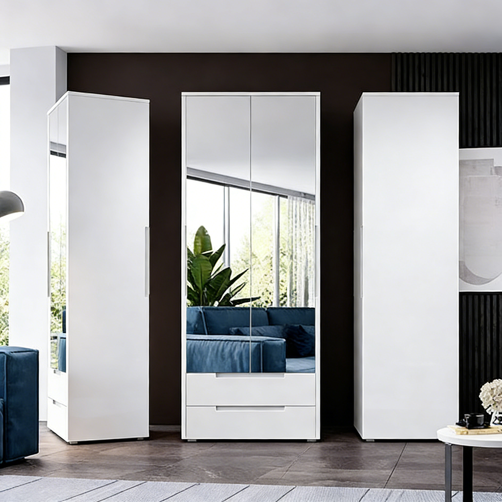 Kleiderschrank Schiebetüren mit Spiegel 200 cm - Groß