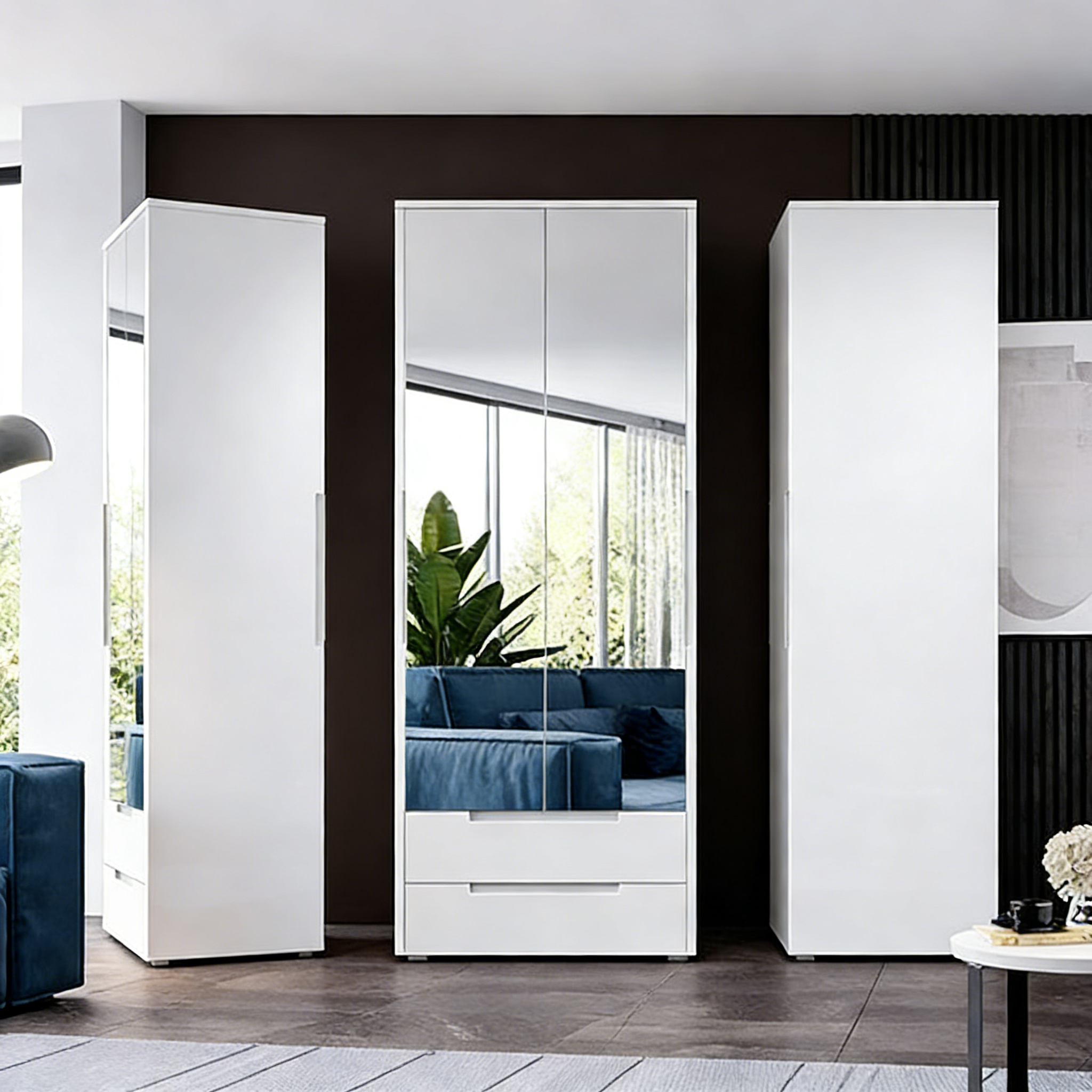Kleiderschrank Schiebetüren mit Spiegel 200 cm - Groß