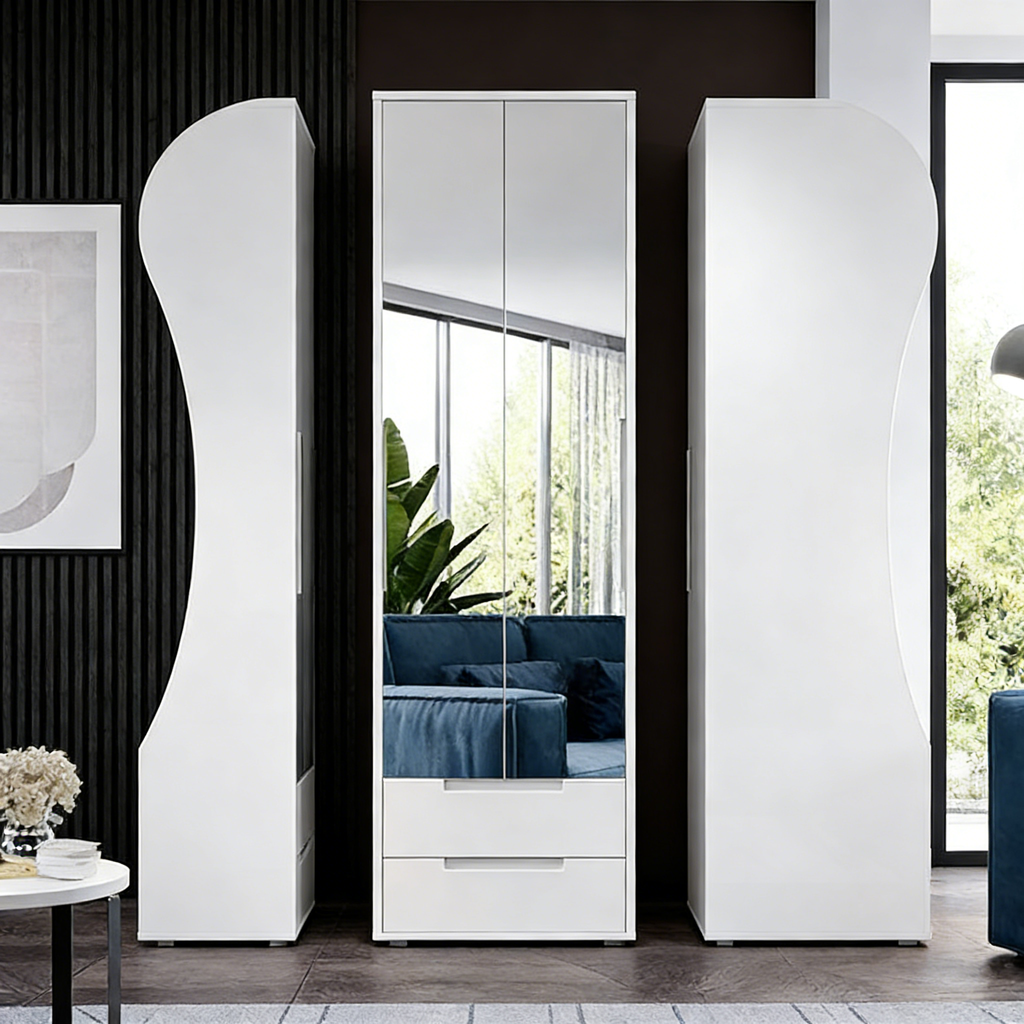 Kleiderschrank Schiebetüren mit Spiegel 200 cm - Groß