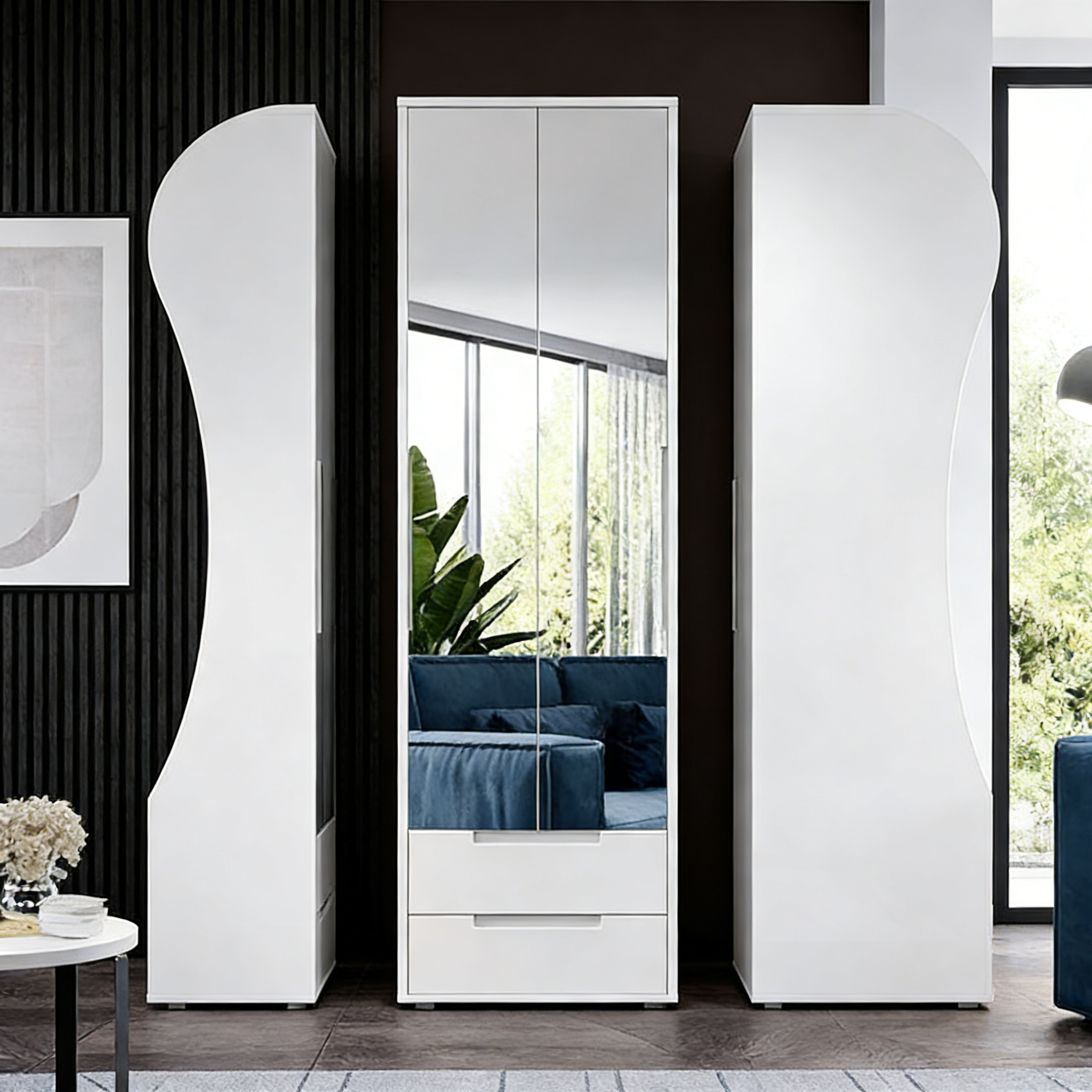 Kleiderschrank Schiebetüren mit Spiegel 200 cm - Groß