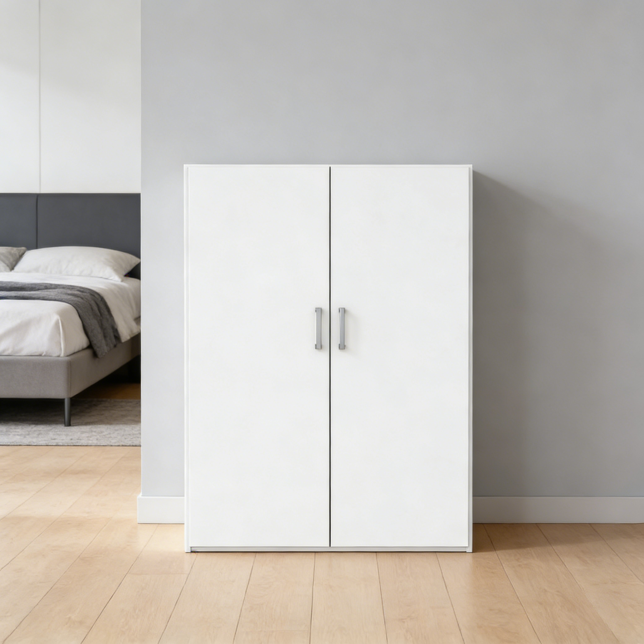 Moderner Zweitüriger Kleiderschrank in Weiß - Kompakt & Funktional