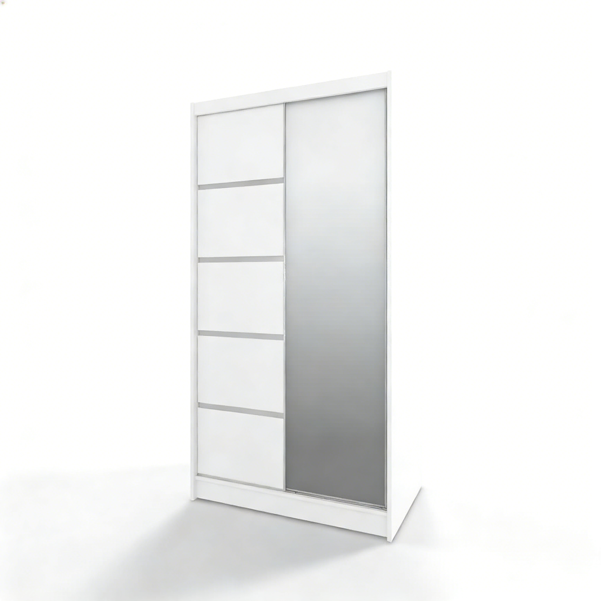 Schwebetürenschrank 100 cm mit Spiegeltür - Schmal & Funktional