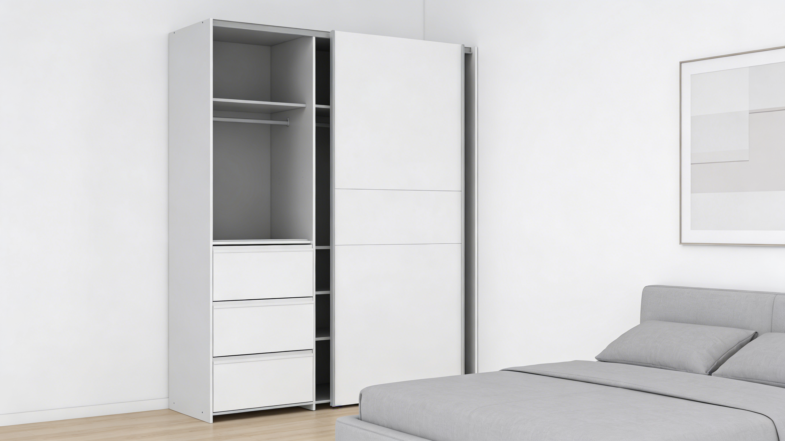 Schwebetürenschrank mit Spiegeltür 170 cm - Modern & Praktisch