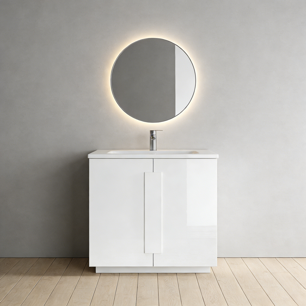 Weißer Hochglanz-Schrank 2-türig - Modernes Design Kerym