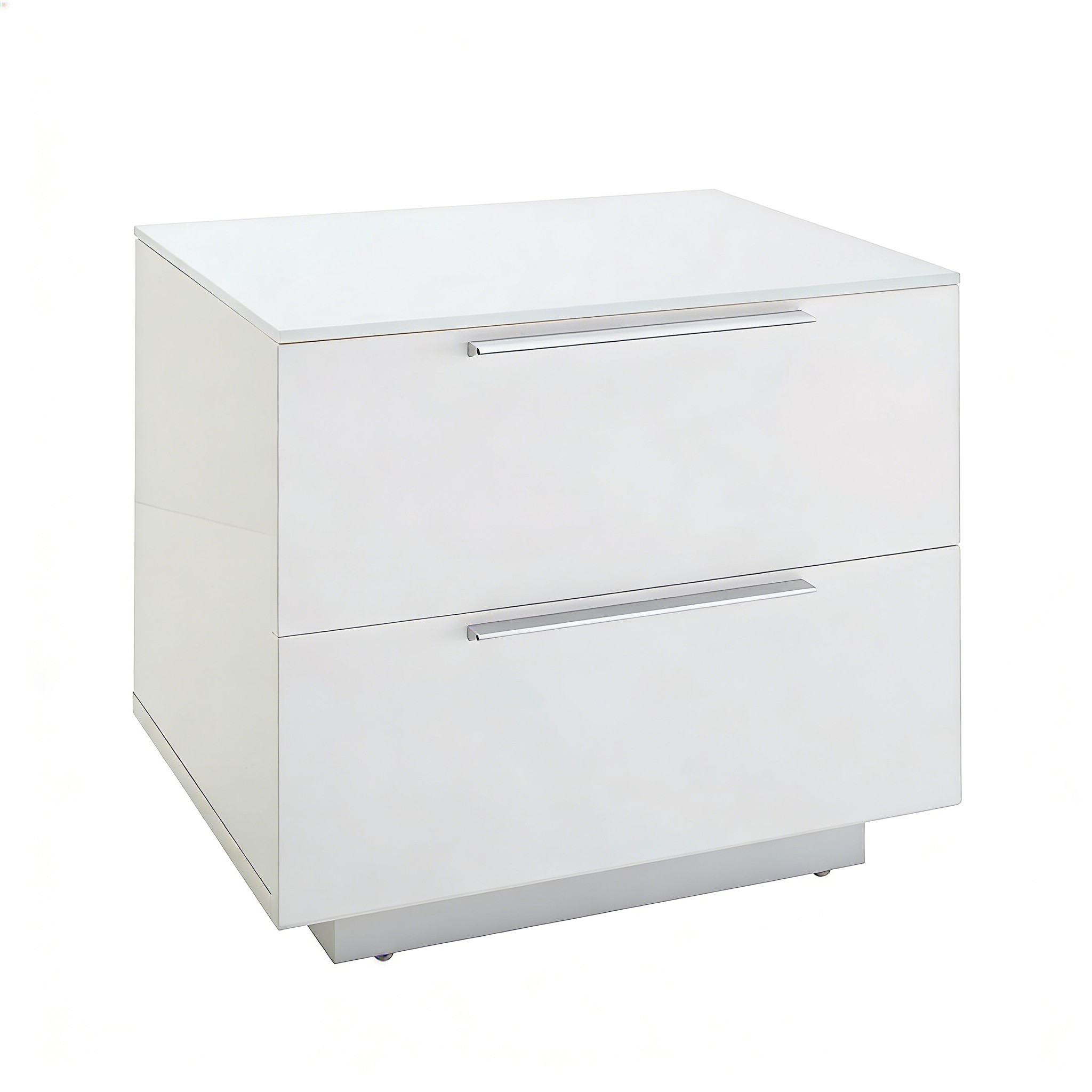 Nachttisch mit 2 Schubladen Hochglanz Weiß