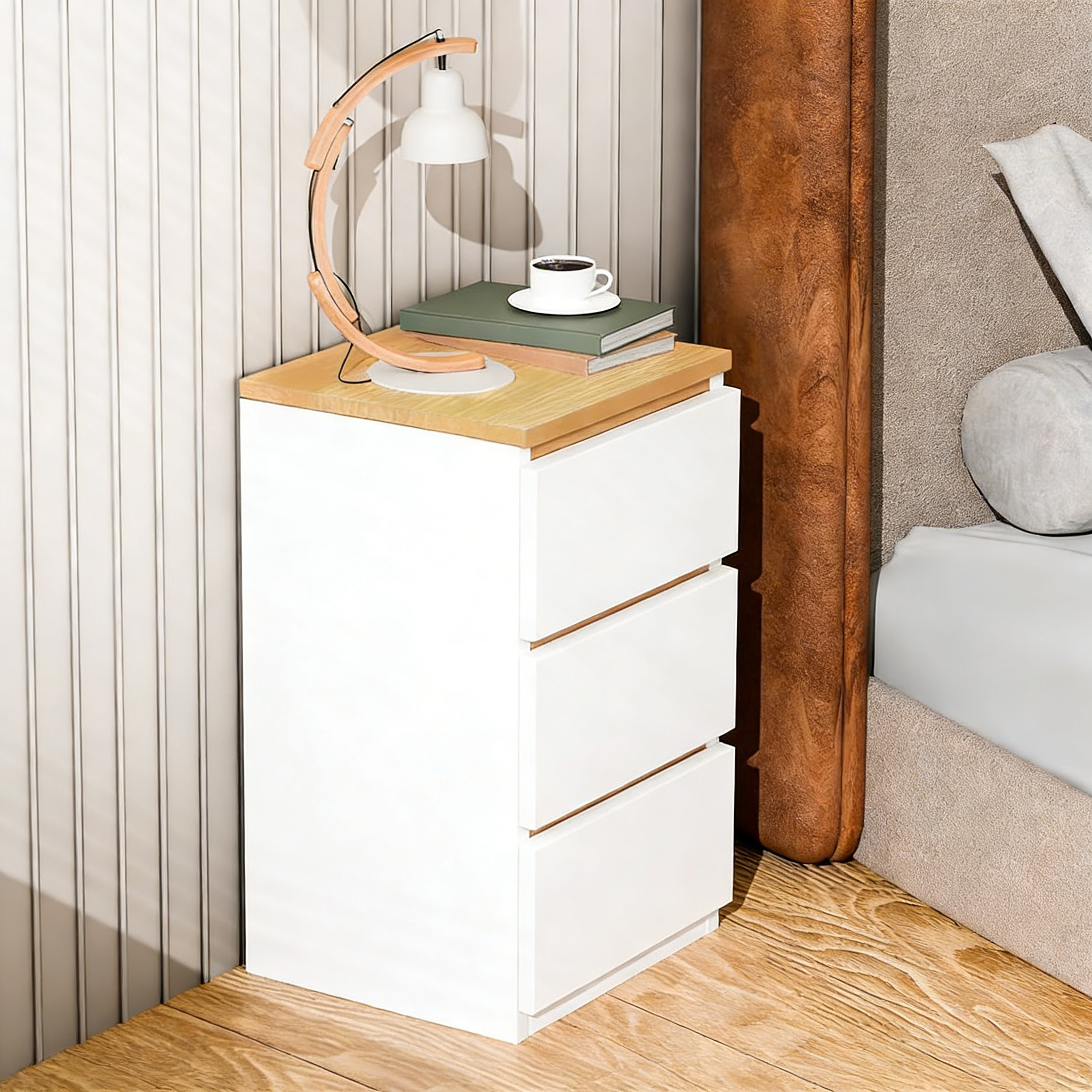 Nachttisch mit 3 Schubladen - Hohe Kommode