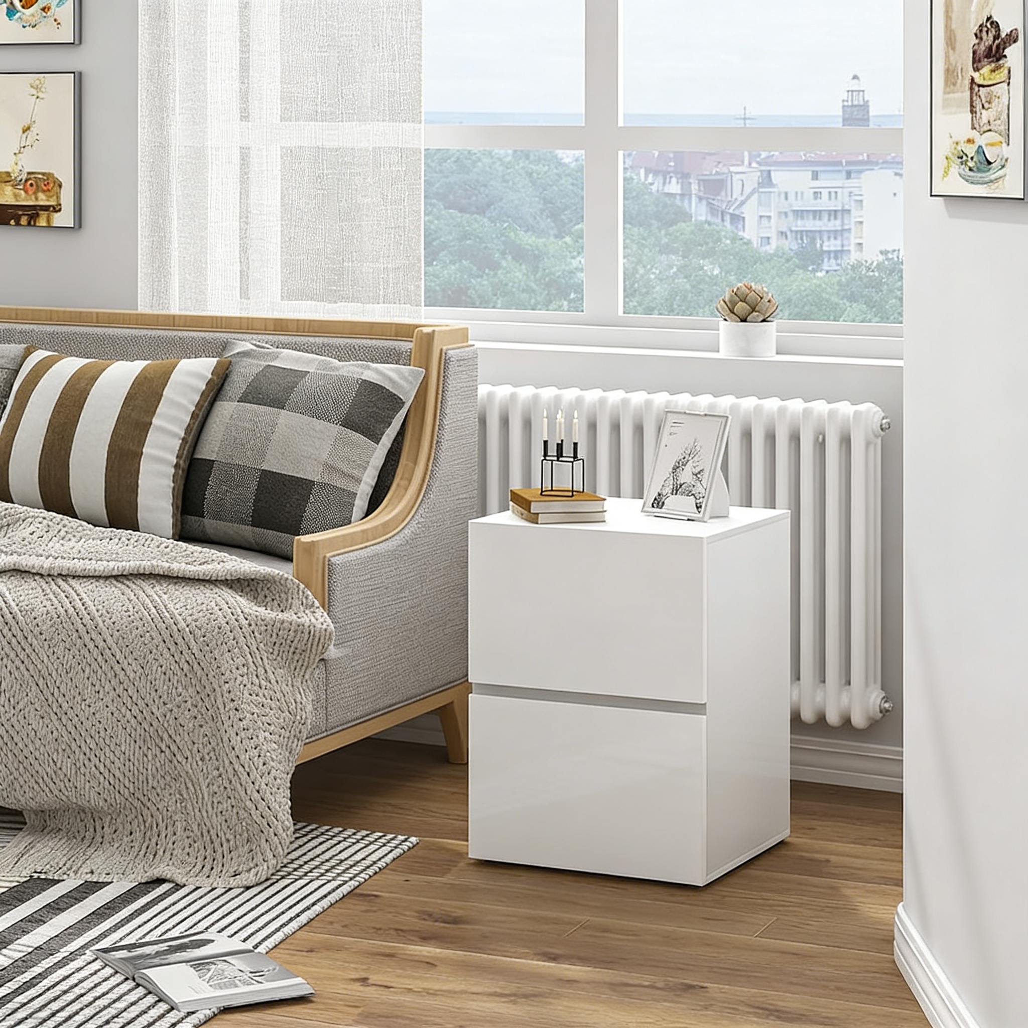 Nachttisch für Boxspringbett Extra Hoch Weiß