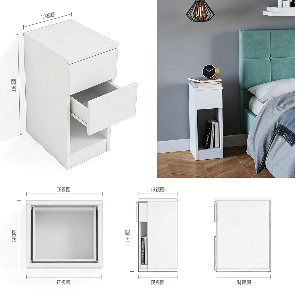 Minimalistischer Nachttisch ohne Schublade - Pur