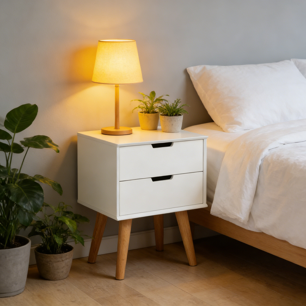 Nachttisch mit Eichenbeinen Natur - Retro Look