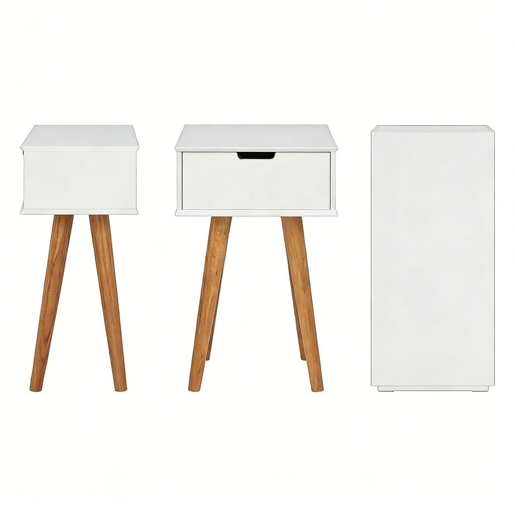 Nachttisch mit Eichenbeinen Natur - Retro Look