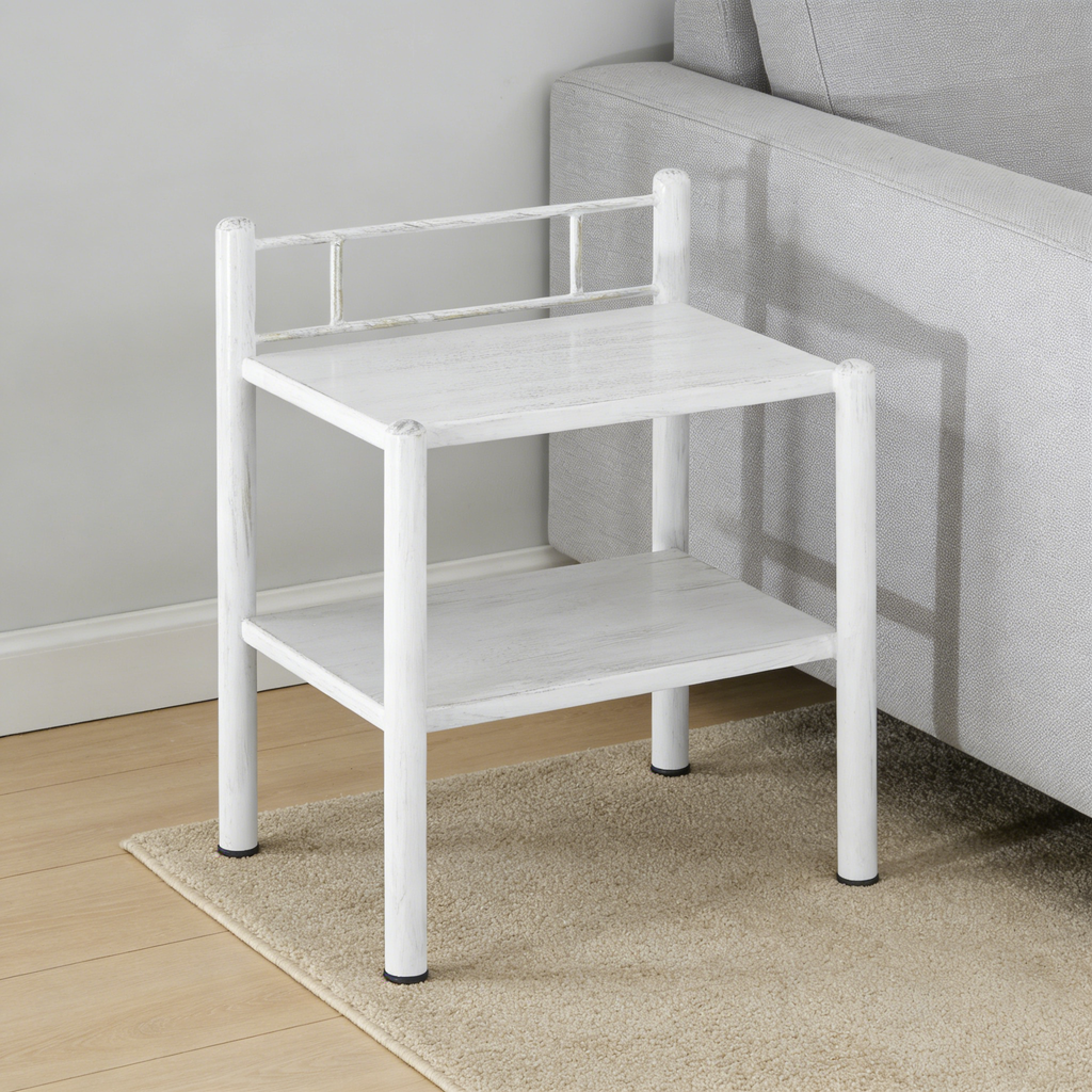 Nachttisch mit Rollen Mobiler Beistelltisch Weiß