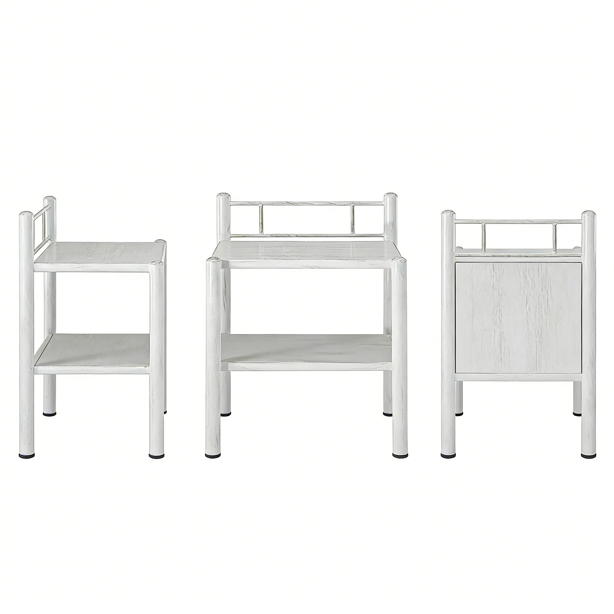 Nachttisch mit Rollen Mobiler Beistelltisch Weiß