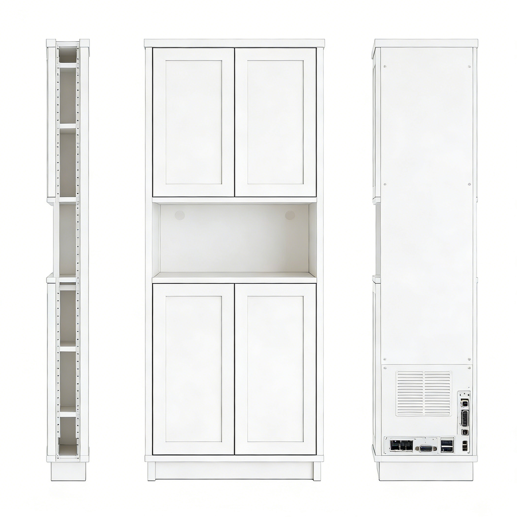 Nachttisch mit Tür und offenem Fach Weiß