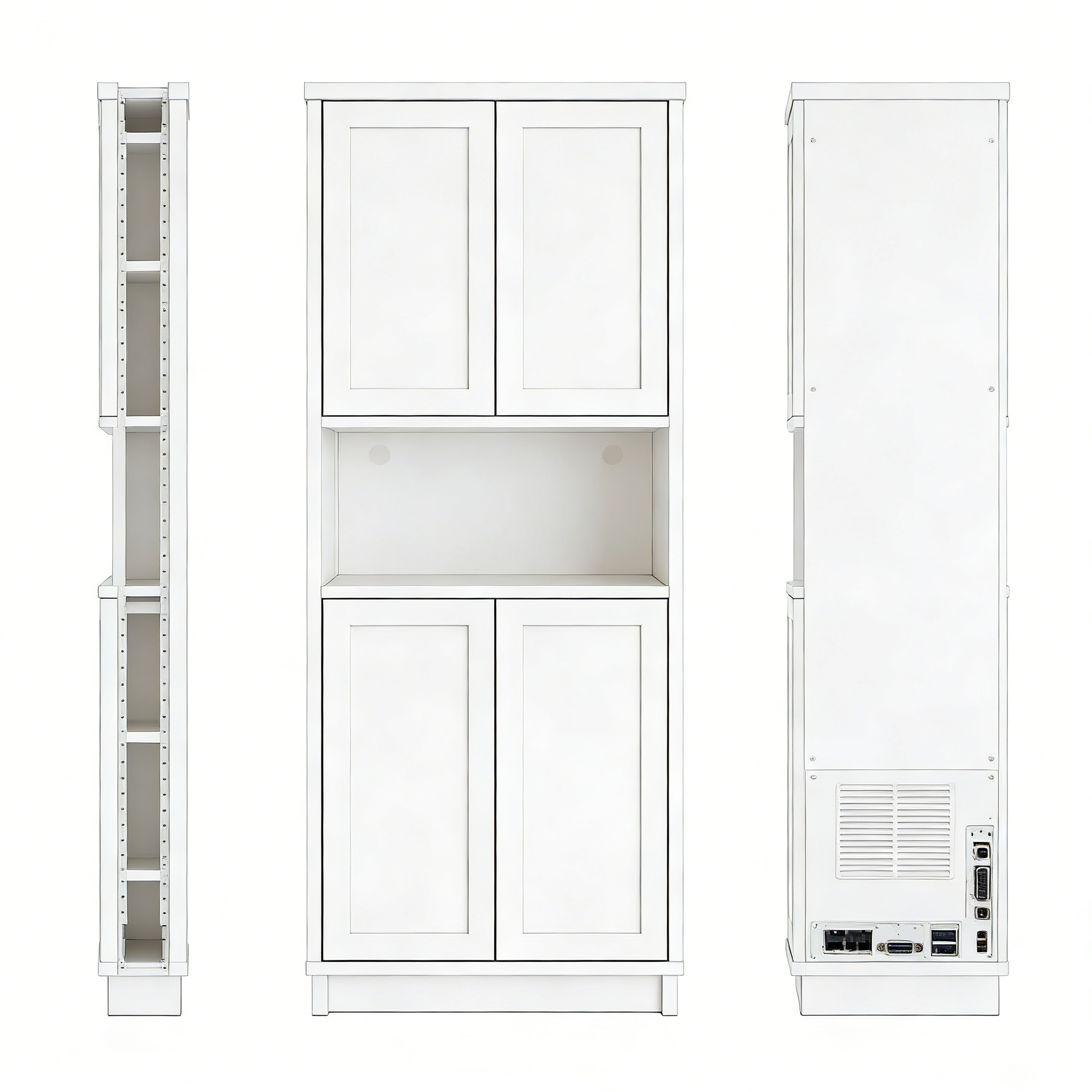 Nachttisch mit Tür und offenem Fach Weiß