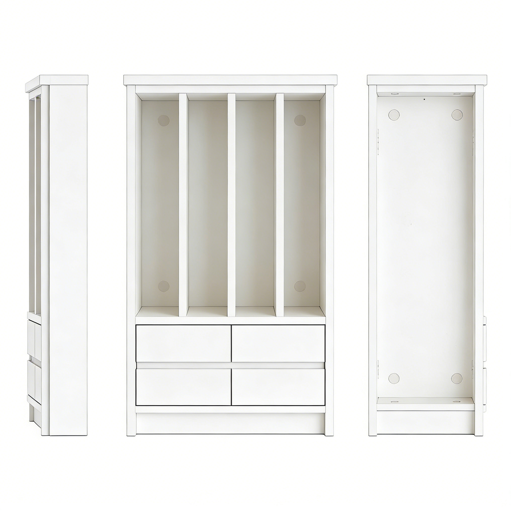 Nachttisch mit Tür und offenem Fach Weiß