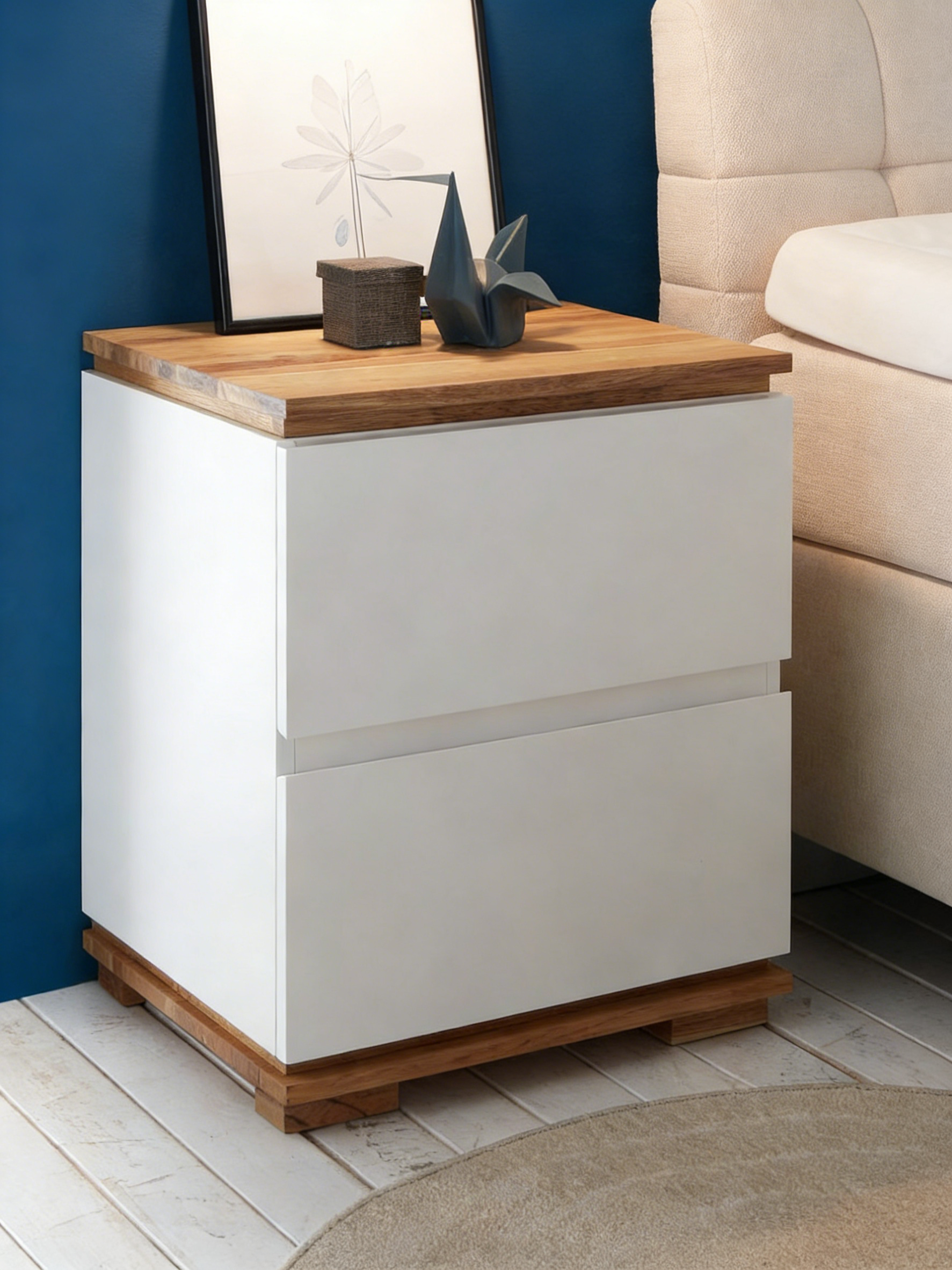Nachttisch Nussbaum-Weiß Kombination Elegant