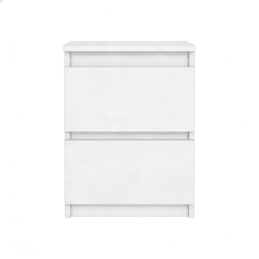 Nachttisch Rattan Boho-Stil Weiß Natur