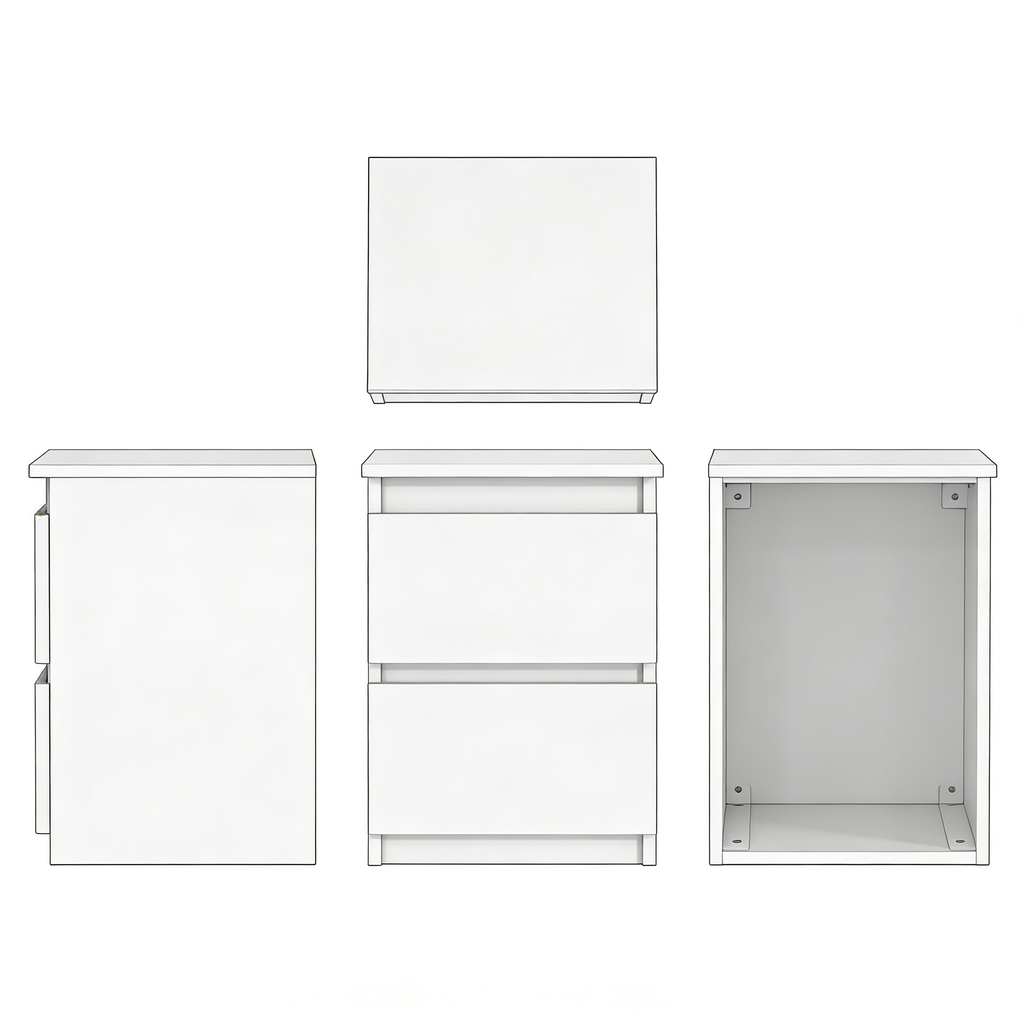 Nachttisch Rattan Boho-Stil Weiß Natur