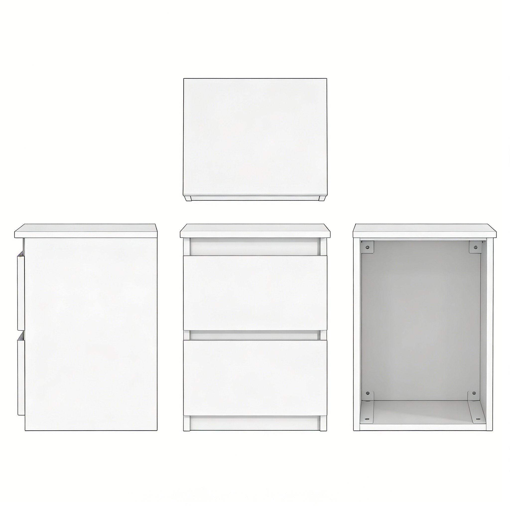 Nachttisch Rattan Boho-Stil Weiß Natur