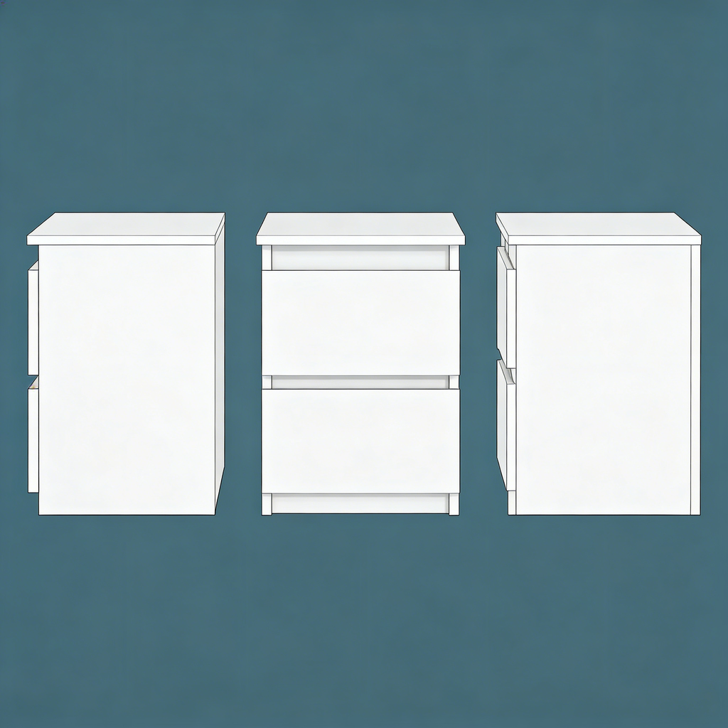 Nachttisch Rattan Boho-Stil Weiß Natur